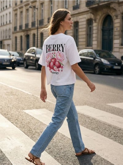 Bombažna majica s potiskom na hrbtni strani