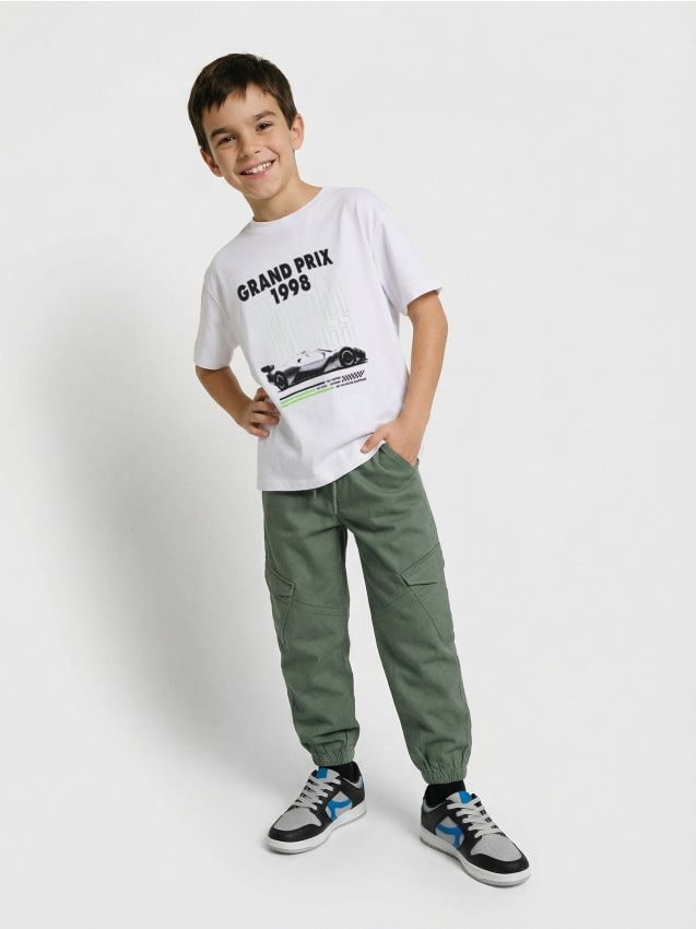 Sinsay - Tricou oversize din bumbac cu imprimeu - alb