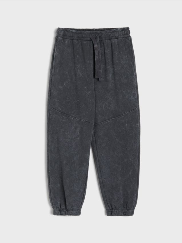 Sinsay - Pantaloni de trening jogger oversize cu efect optic wash - negru-antracit