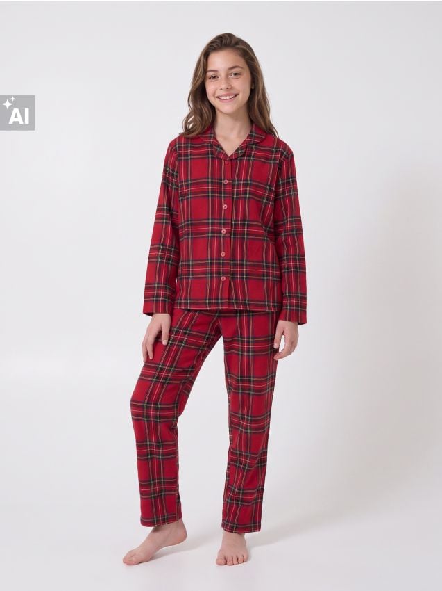 Sinsay - Pijama din bumbac din două piese cu motiv de Crăciun - multicolor