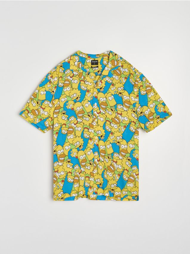 Sinsay - Cămașă cu mânecă scurtă, din viscoză The Simpsons - multicolor