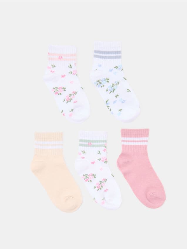 Sinsay - Șosete Glezna din Bumbac cu Motiv Floral 5 Bucăți - multicolor