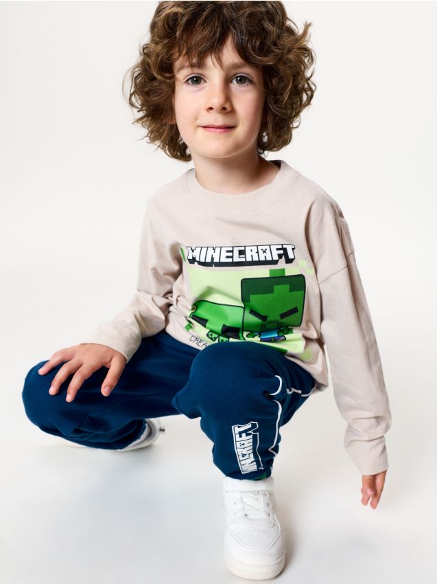 Sinsay - Tricou din Bumbac cu Print Minecraft - bej