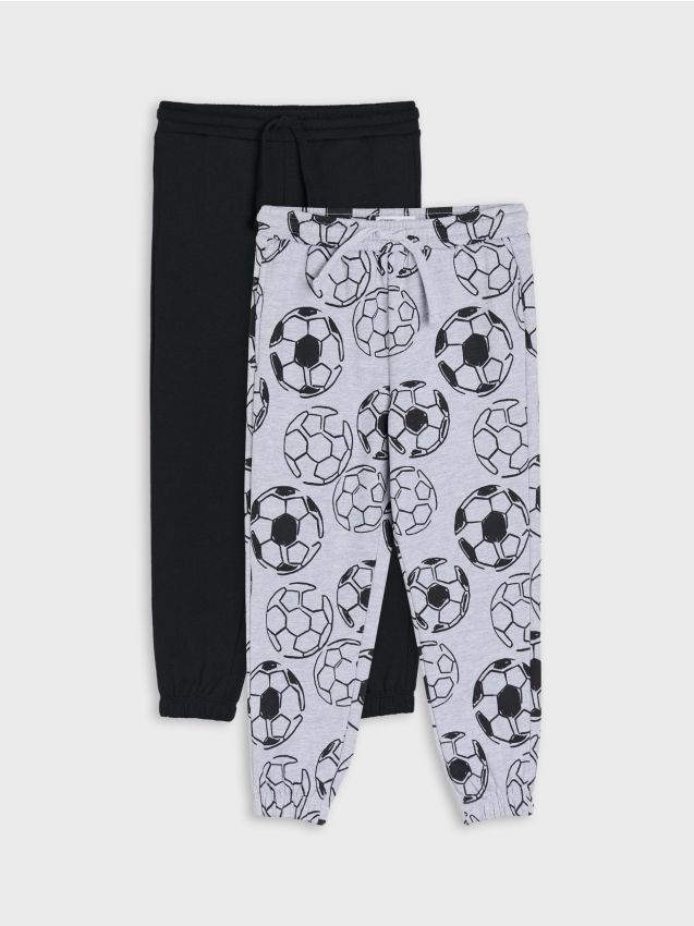 Sinsay - Pantaloni jogger sport cu motiv fotbalistic 2 pack - negru