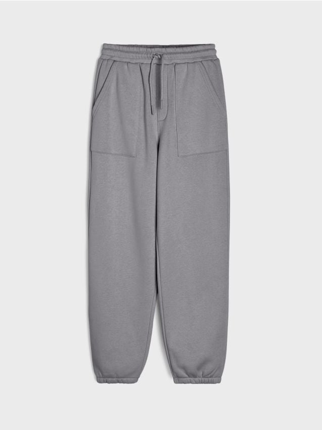 Sinsay - Pantaloni jogger cu bumbac - gri-neutru