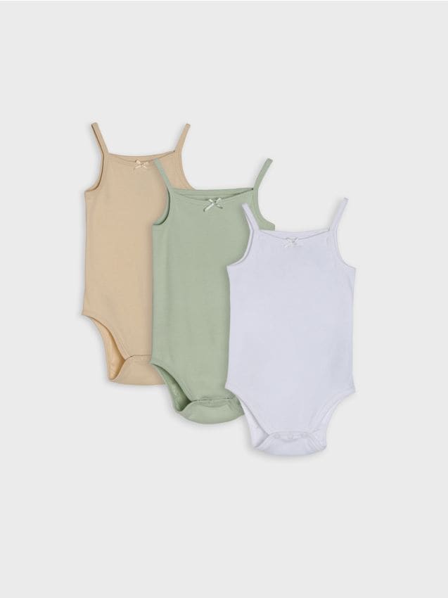 Sinsay - Set de 3 body din bumbac - verde-pal