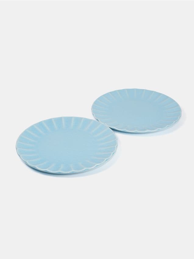 Sinsay - Talerze z ozdobnym brzegiem 2 pack - błękitny