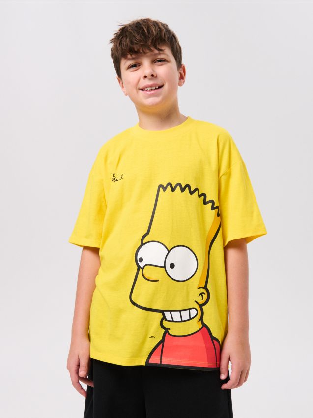Sinsay - Tricou din bumbac cu imprimeu The Simpson - galben