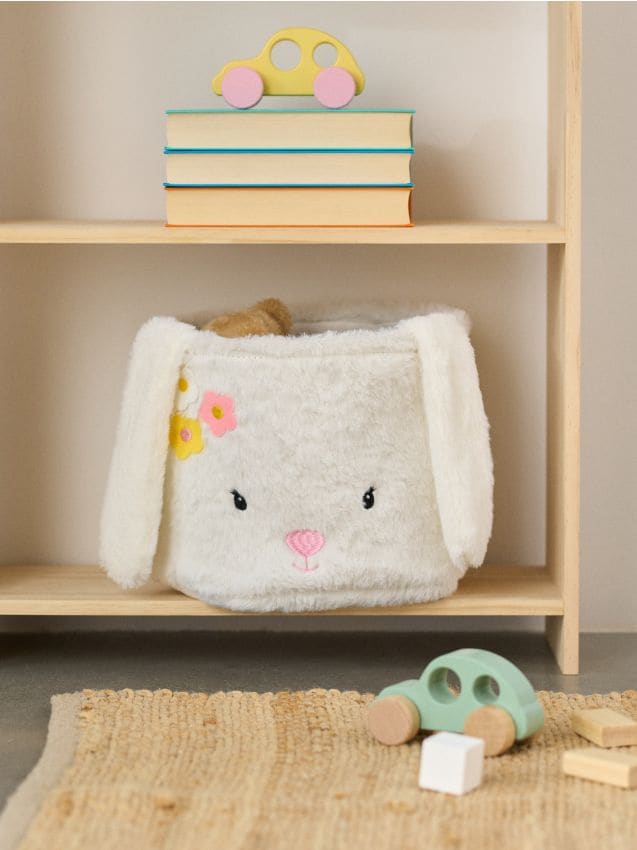 Sinsay - Coș de depozitare cu motiv de iepure - alb