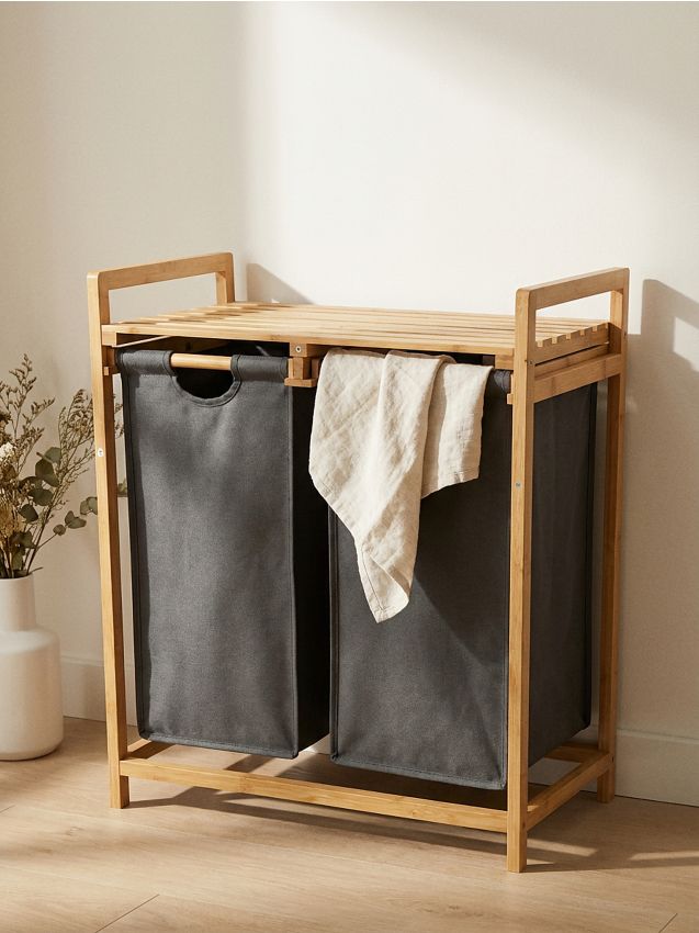 Sinsay - Raft pentru baie cu coșuri textile pentru rufe - bej
