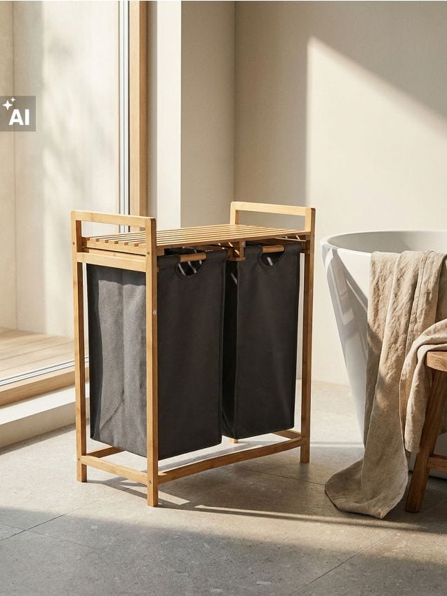 Sinsay - Raft pentru baie cu coșuri textile pentru rufe - bej
