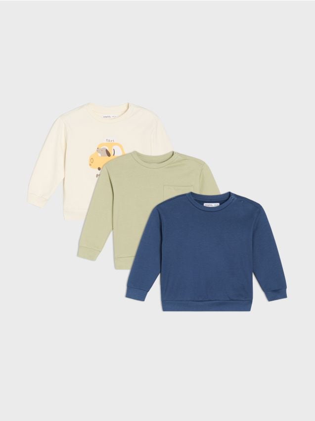 Sinsay - Hanorac crewneck 3 pack - crem