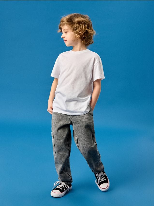 Sinsay - Blugi chino cu efect spălat - gri deschis