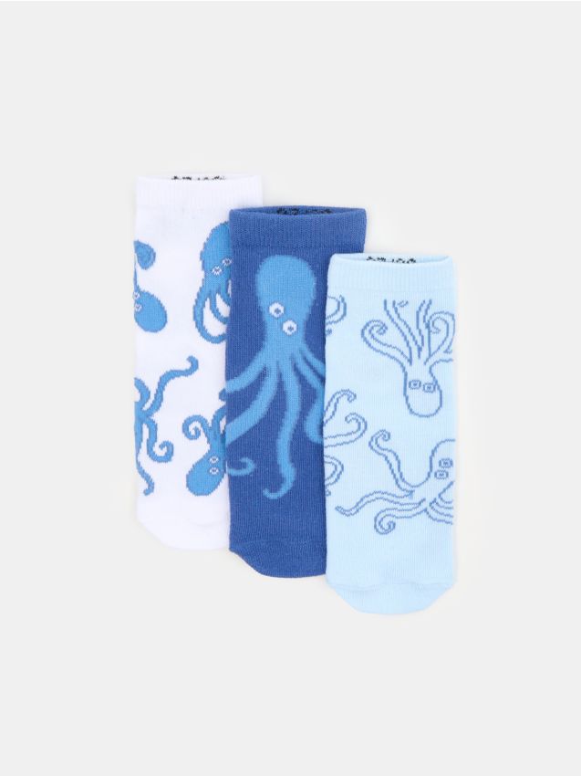 Sinsay - Șosete scurte cu motiv de caracatiță 3 bucăți - multicolor