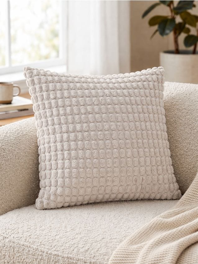 Federa decorativa con texture 3D - beige