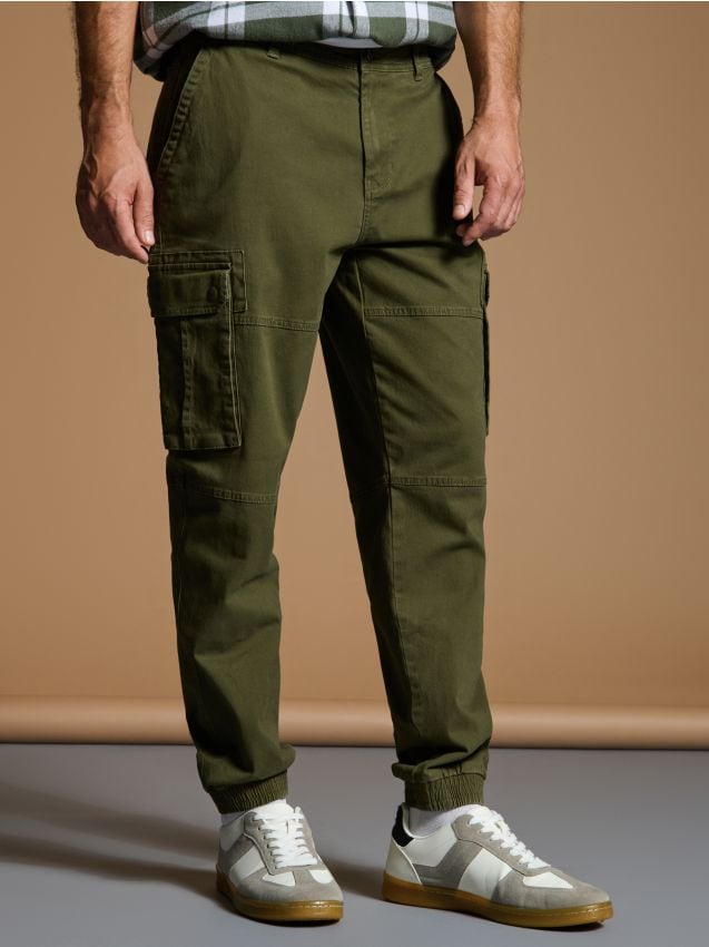 Sinsay - Spodnie cargo - khaki