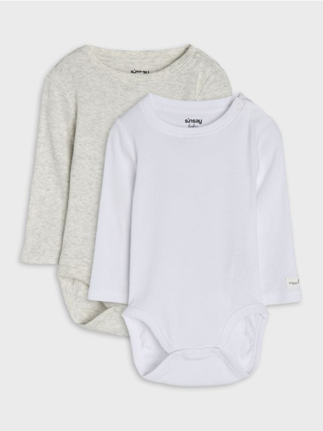 Sinsay - Set 2 body-uri din bumbac - alb