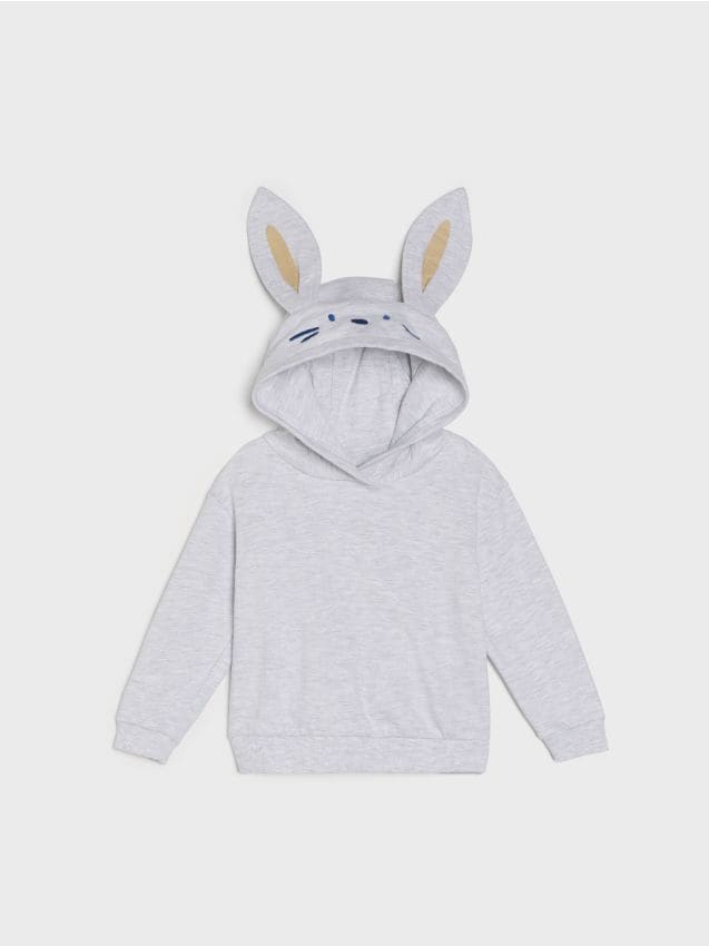 Sinsay - Hanorac tip hoodie - gri deschis