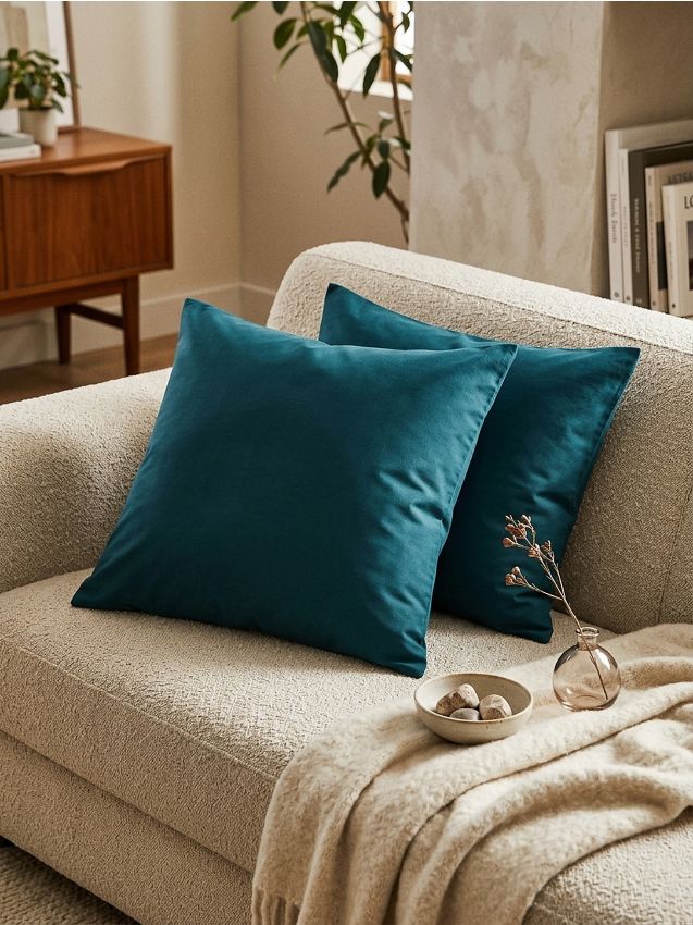 Sinsay - Fețe de pernă din bumbac 2 pack - albastru-verzui