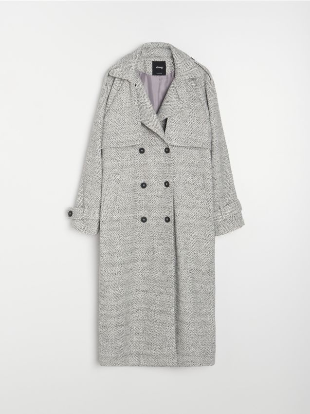 Sinsay - Dlhý kabát - svetlošedá