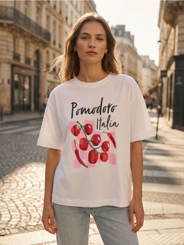 Sinsay - Tricou din bumbac cu imprimeu - alb