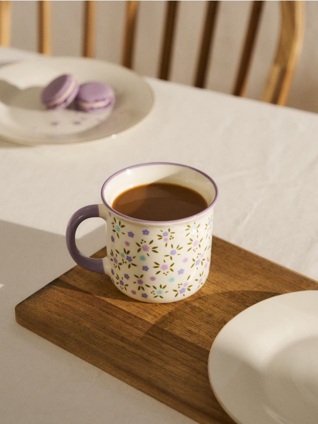 Sinsay - Cană ceramică cu motiv floral - violet