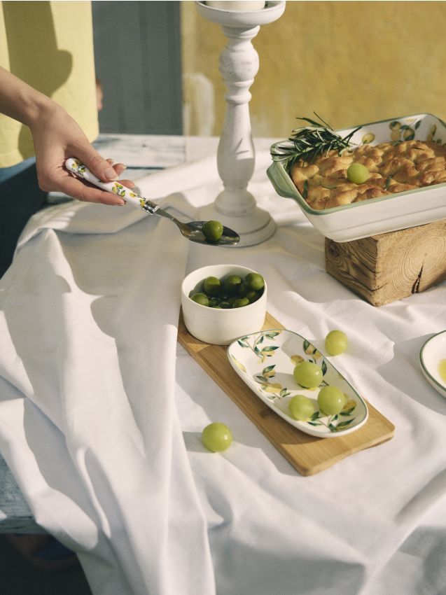 Sinsay - Tavă de servire cu două boluri și motiv de lămâi - multicolor