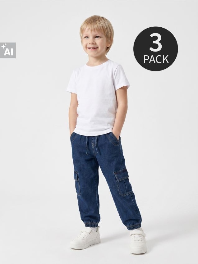 Sinsay - Tricouri din bumbac 3 pack - alb