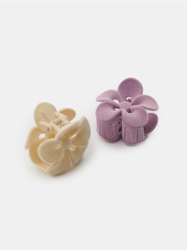 Sinsay - Cleme de păr cu motiv floral și finisaj din velur 2 pack - multicolor