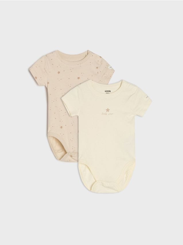 Sinsay - Set 2 body-uri din bumbac - nude