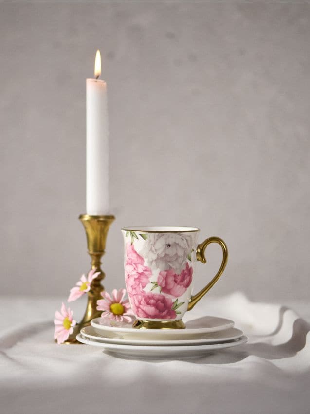 Sinsay - Cană ceramică cu motiv floral - roz