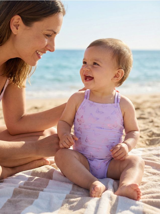 Sinsay - Costum de baie cu fluturi sclipitori - lavand