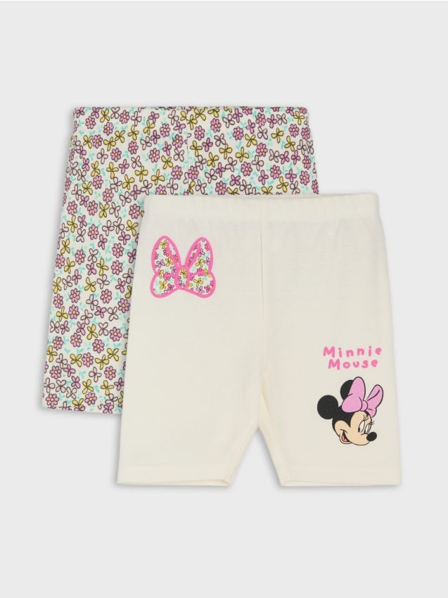 Sinsay - Colanți scurți din bumbac – set de 2 Minnie Mouse - crem