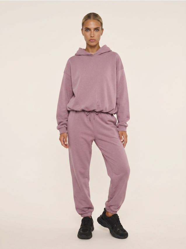 Sinsay - Pantaloni wide leg comfort din material fleece Active - violet-orhidee