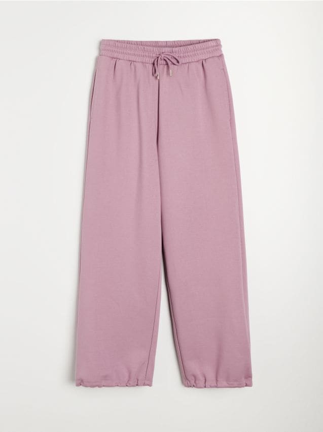 Sinsay - Pantaloni wide leg comfort din material fleece Everyday Active - violet-orhidee