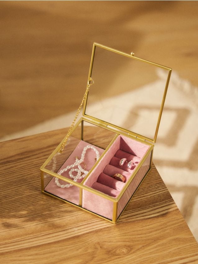 Sinsay - Casetă transparentă cu compartimente - roz-pastel