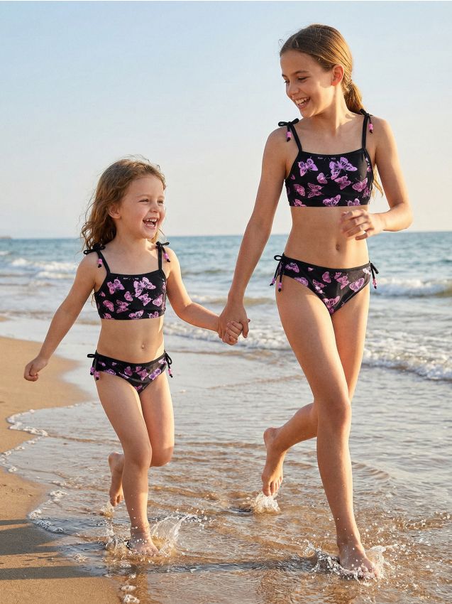 Sinsay - Strój kąpielowy z błyszczącymi motylami i koralikami - czarny