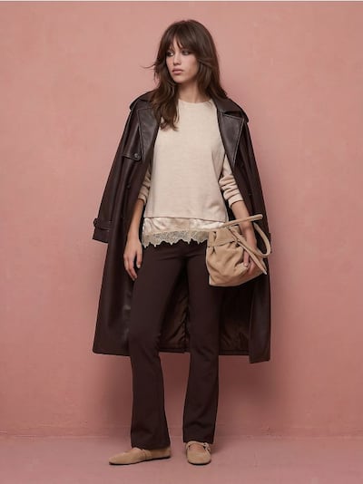 Cropped flare kelnės