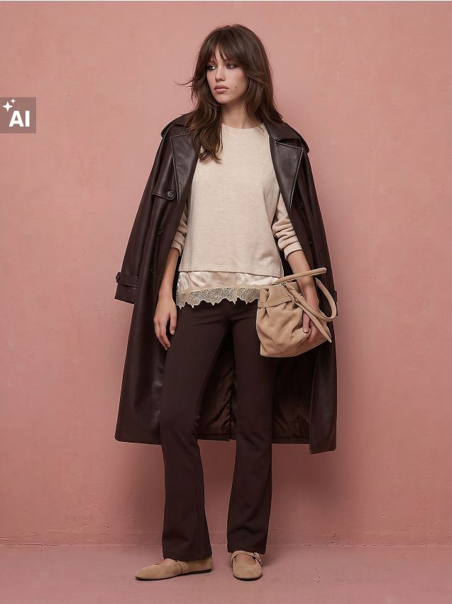 Sinsay - Pantaloni cropped flare - maro-închis