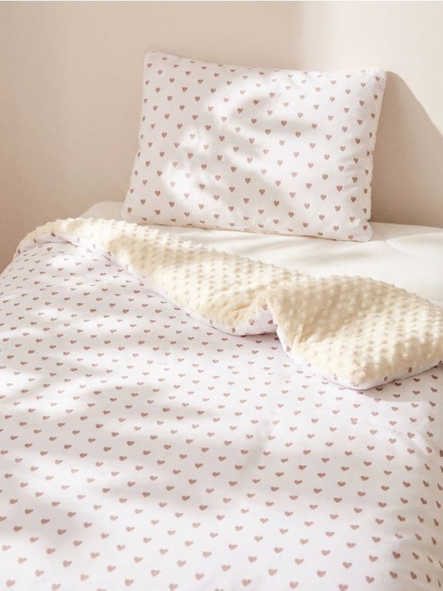 Sinsay - Minky súprava: prikrývka a vankúš s ľahkou výplňou - telová