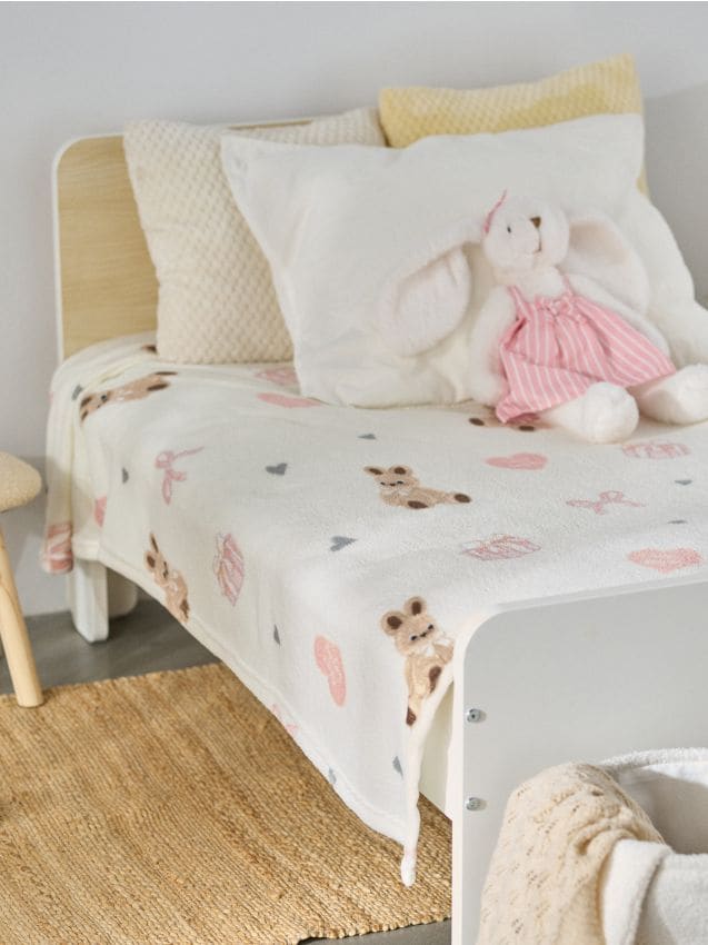 Sinsay - Pătură cu imprimeu - crem