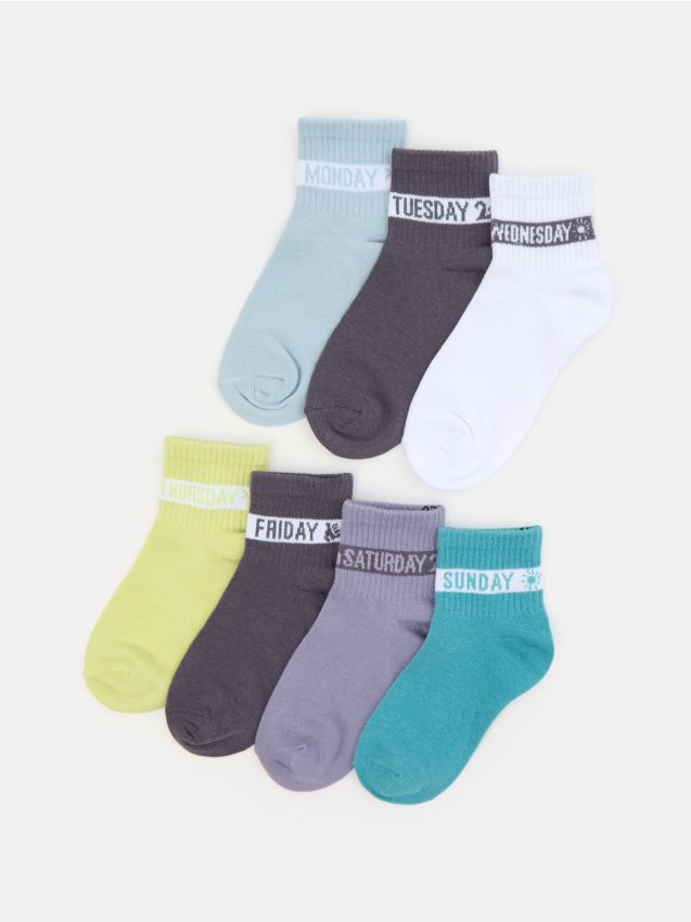Sinsay - Șosete până la gleznă cu zilele săptămânii set 7 perechi - multicolor
