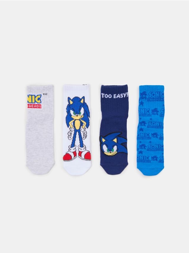 Sinsay - Șosete până la gleznă cu imprimeu Sonic the Hedgehog, pachet de 4 - albastru
