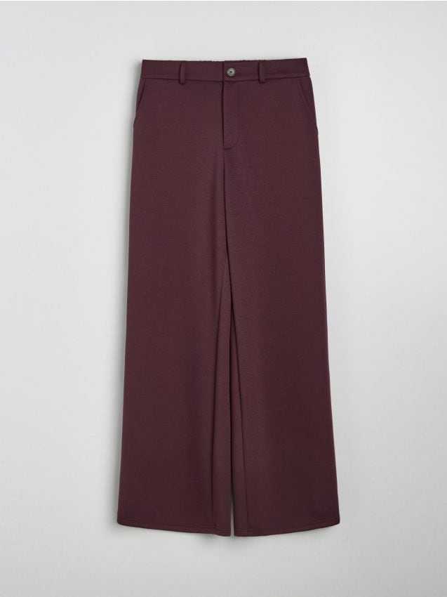Sinsay - Pantaloni eleganți wide leg cu amestec de vâscoză - carmin