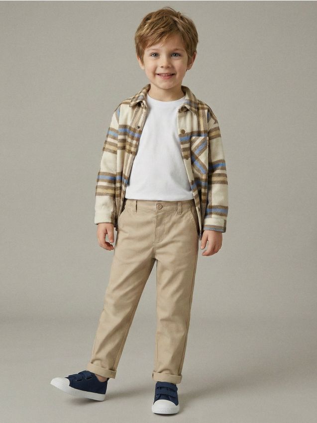 Sinsay - Spodnie typu chinos z elastycznym pasem - beżowy