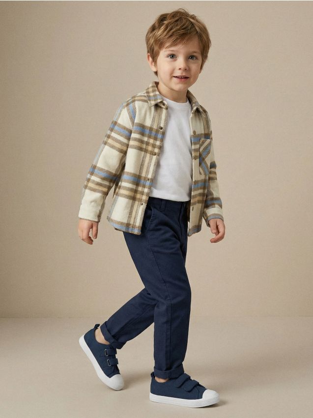 Sinsay - Spodnie typu chinos z elastycznym pasem - granatowy