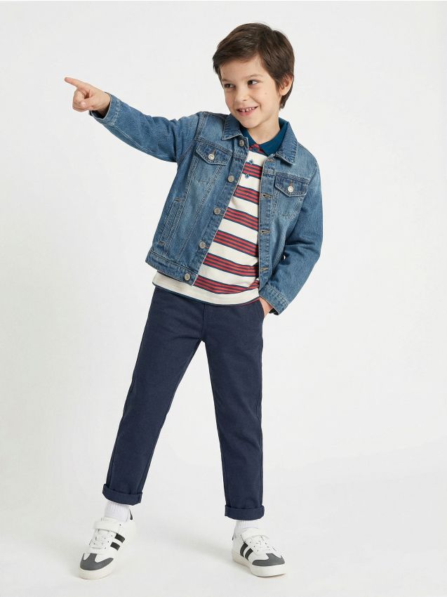 Sinsay - Pantaloni tip chinos cu talie elastică - bleumarin