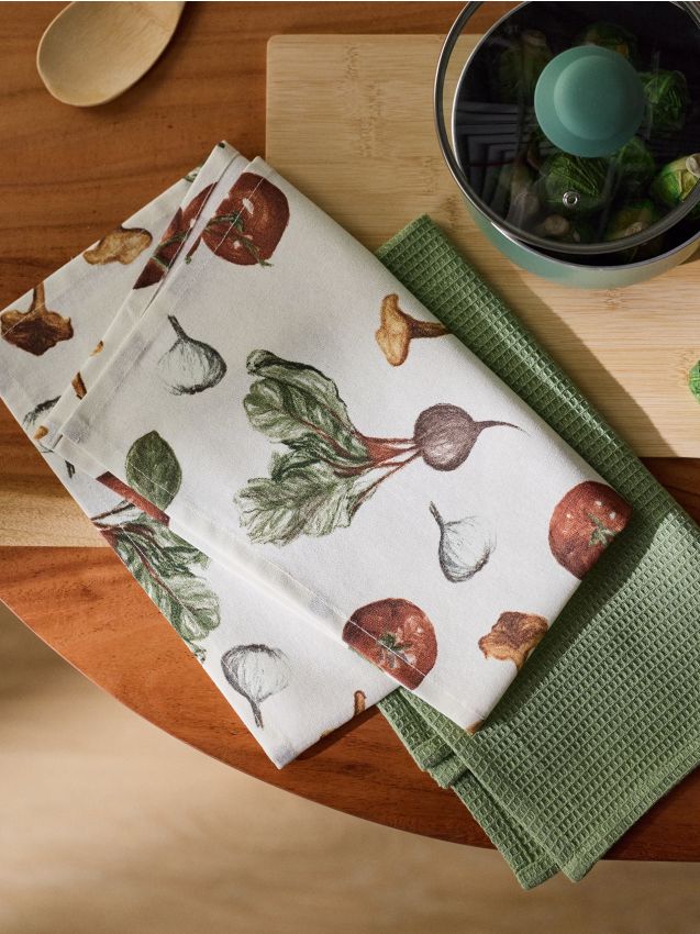 Sinsay - Set de prosoape de bucătărie din bumbac cu motiv de legume 2 pack - multicolor
