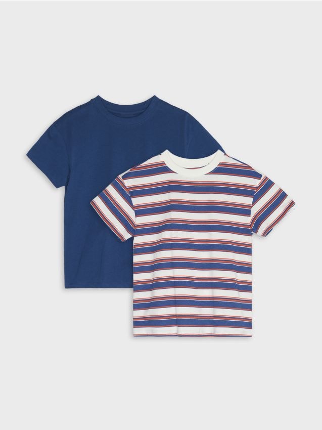 Sinsay - Tricouri loose din bumbac cu dungi 2 bucăți - multicolor