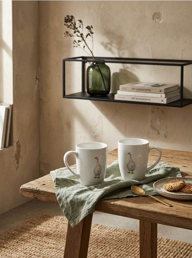 Sinsay - Căni ceramice cu motiv de gâscă 2 pack - alb